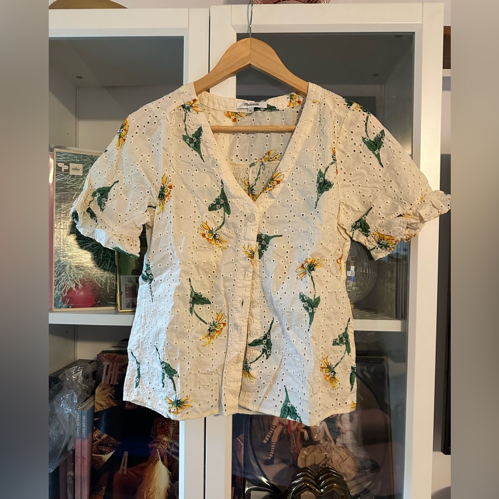 Madewell eyelet short sleeve blouse